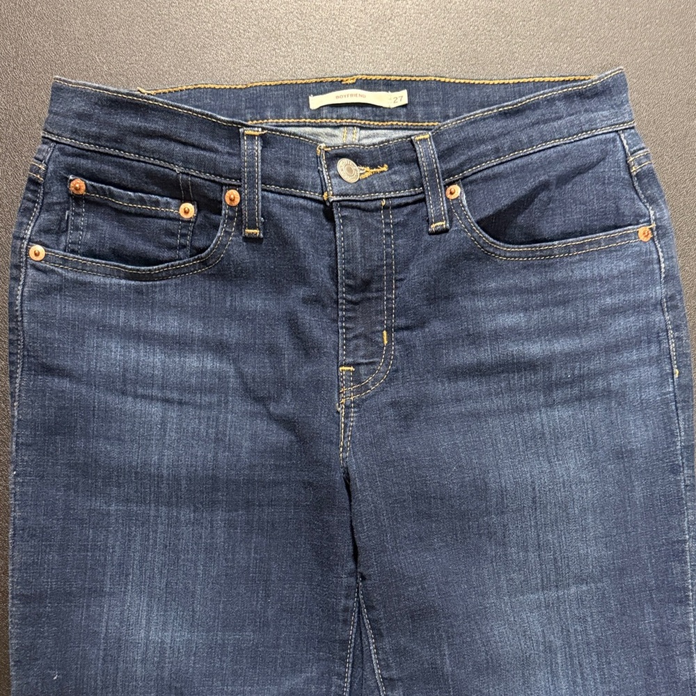 Levi's Dark Blue Straight Leg Boyfriend Jeans